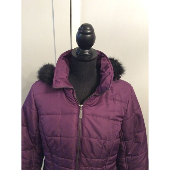 Susan Graver EUC Puffer Coat Hood Faux Fur Long snow Waterproof Small Purple - Picture 5 of 5
